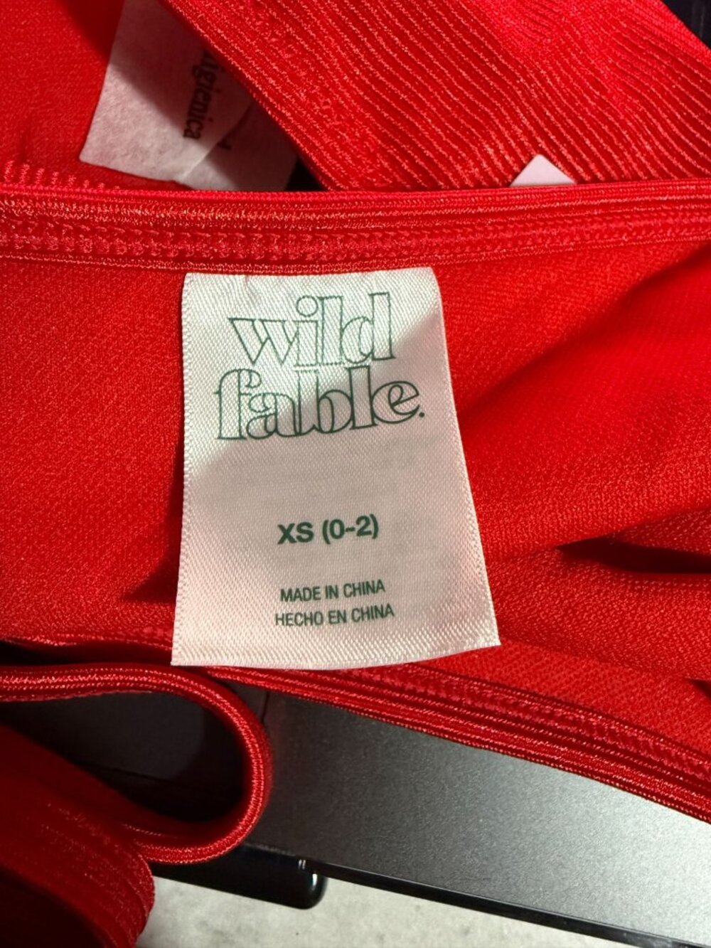 Wild Fable Red Ribbed Side Tie Bikini Bottom Size XS Low Rise High Leg Cheeky NW - Picture 9 of 11